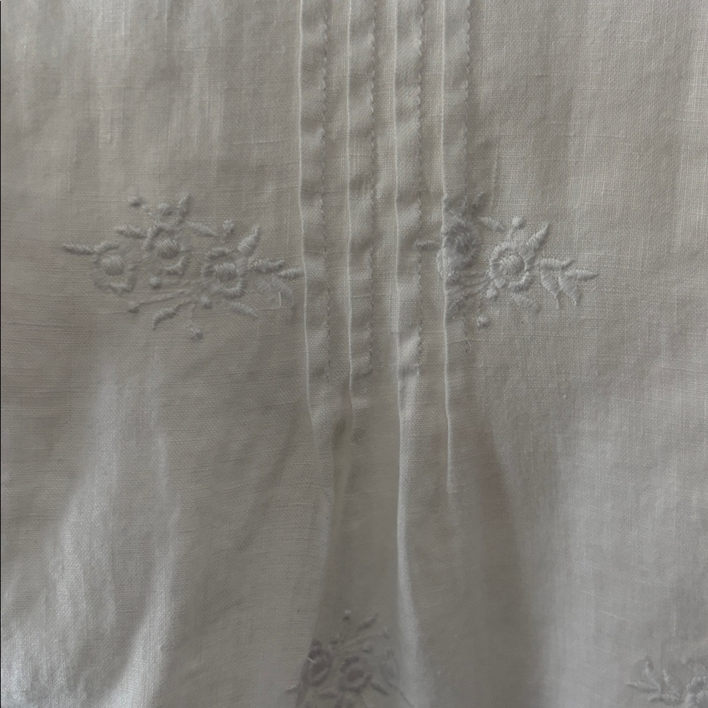 saint Tropez West white embroidered tunic 100% linen size L - Picture 4 of 8